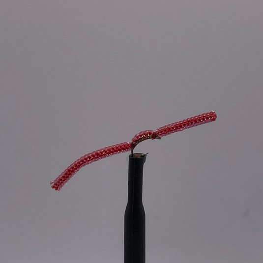 Sparkle Squirmy Worm - RED - Hook Size #18