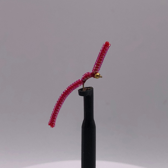 Beadhead Sparkle Squirmy Worm - RED - Hook Size #18