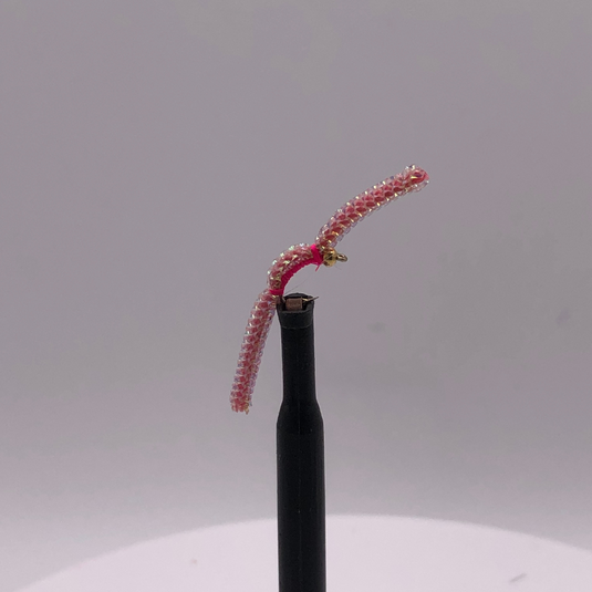 Beadhead Sparkle Squirmy Worm - PINK - Hook Size #18