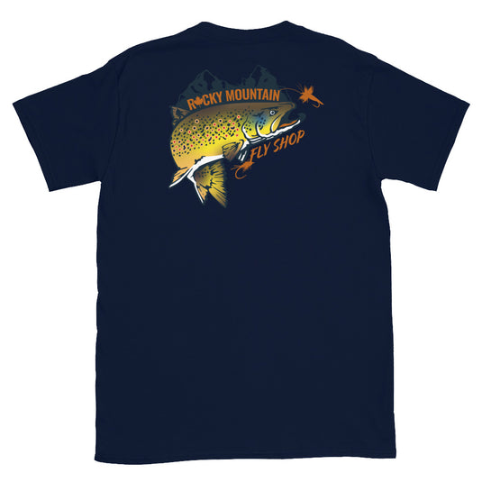 Rocky Mountain Fly Shop - Rocky Mountain & Logo Soft Short-Sleeve Unisex T-Shirt