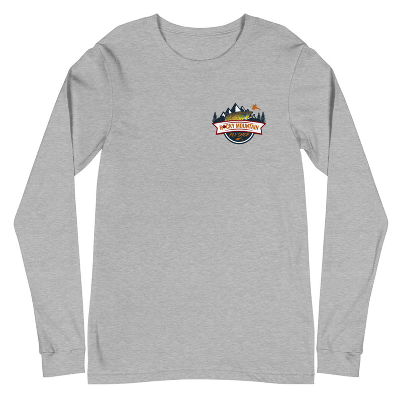 Load image into Gallery viewer, Rocky Mountain Fly Shop - Squatchy Brown Trout Unisex Long Sleeve Tee
