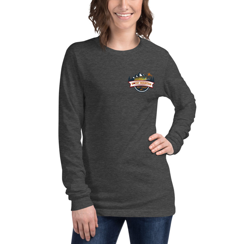 Load image into Gallery viewer, Rocky Mountain Fly Shop - Squatchy Brown Trout Unisex Long Sleeve Tee
