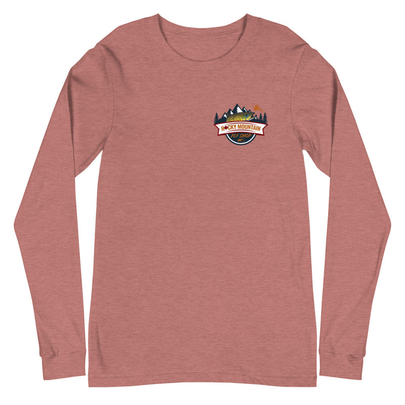 Load image into Gallery viewer, Rocky Mountain Fly Shop - Rocky Mountain &amp; Logo Unisex Long Sleeve Tee
