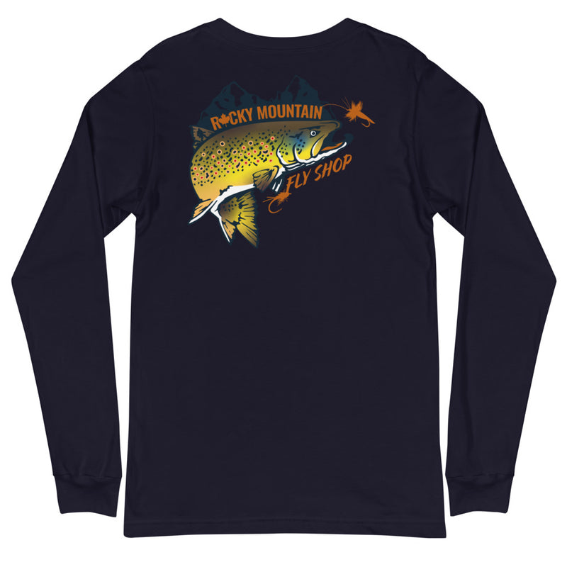 Load image into Gallery viewer, Rocky Mountain Fly Shop - Rocky Mountain &amp; Logo Unisex Long Sleeve Tee
