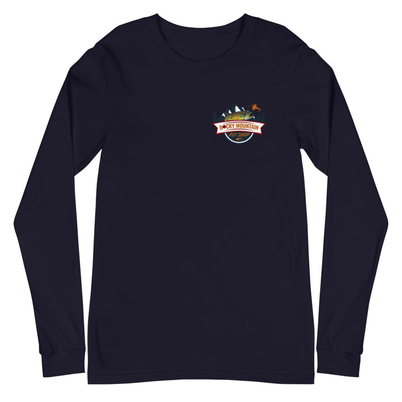 Load image into Gallery viewer, Rocky Mountain Fly Shop - Squatchy Brown Trout Unisex Long Sleeve Tee
