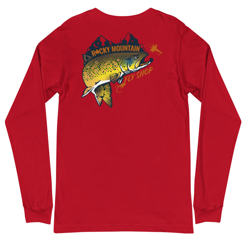 Load image into Gallery viewer, Rocky Mountain Fly Shop - Rocky Mountain &amp; Logo Unisex Long Sleeve Tee
