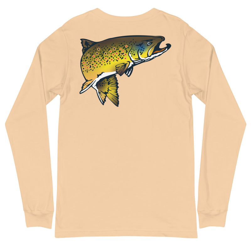 Load image into Gallery viewer, Rocky Mountain Fly Shop - Squatchy Brown Trout Unisex Long Sleeve Tee
