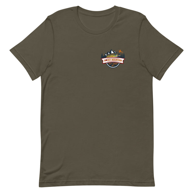 Load image into Gallery viewer, Rocky Mountain Fly Shop - Rocky Mountain &amp; Logo Short-Sleeve Unisex T-Shirt
