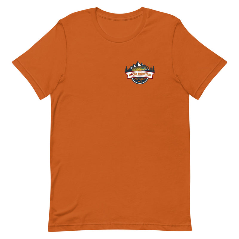 Load image into Gallery viewer, Rocky Mountain Fly Shop - Squatchy Brown Trout Short-Sleeve Unisex T-Shirt
