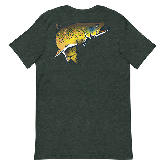 Rocky Mountain Fly Shop - Squatchy Brown Trout Short-Sleeve Unisex T-Shirt