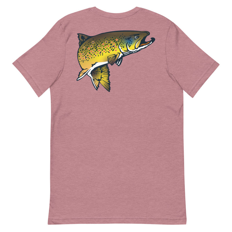 Load image into Gallery viewer, Rocky Mountain Fly Shop - Squatchy Brown Trout Short-Sleeve Unisex T-Shirt
