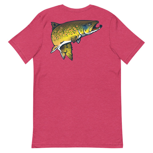 Rocky Mountain Fly Shop - Squatchy Brown Trout Short-Sleeve Unisex T-Shirt